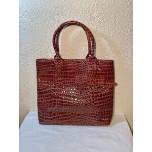 MSC Faux Alligator Leather Purse Handbag, Main Street Collection 14 X 12" Tote